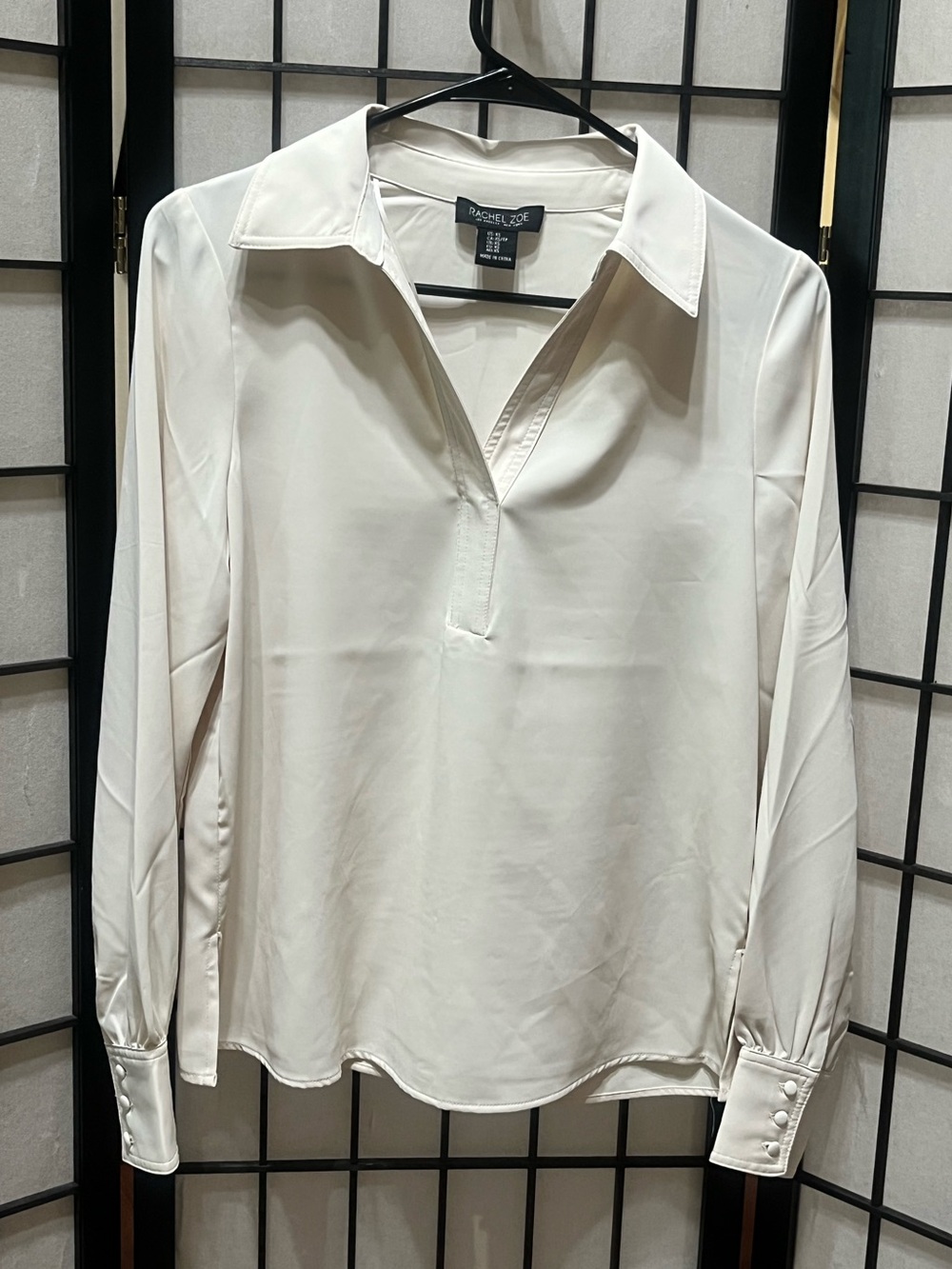 Rachel Zoe Ivory Open V-Collar Long Sleeve Blouse WOMEN SIZE XS